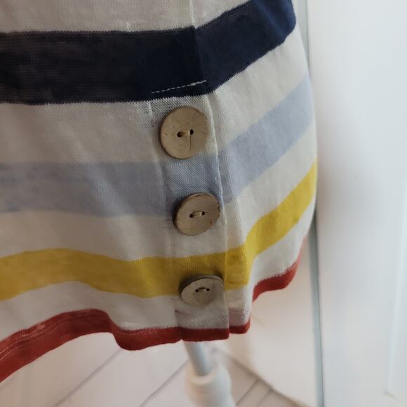 C&C California Size XS 100% Linen Colorful Striped Sleeveless Top Side Buttons - Picture 8 of 8